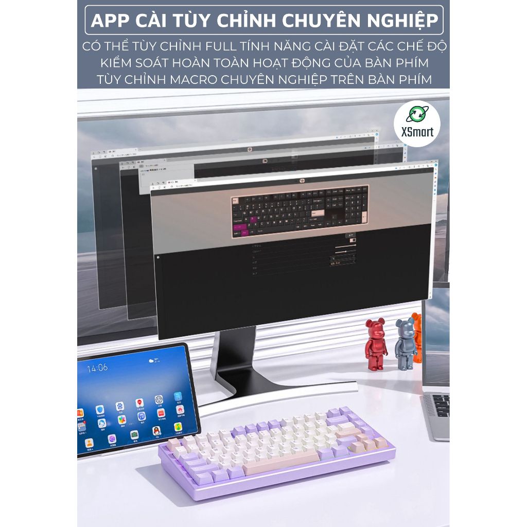 Bàn Phím Cơ Ko Dây Bluetooth Nhôm CNC Attack Shark X75 Cao Cấp Full LED RGB Cho Máy Tính Laptop | BigBuy360 - bigbuy360.vn