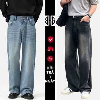 Quần Bò Jean baggy nam Xanh Đen RETRO ống rộng xuông cạp cao Quần bò nam dáng suông BBG Fashion