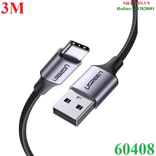 Cáp sạc, dữ liệu usb type-a 2.0 sang usb type-c dài 3m ugreen 60408 cao cấp