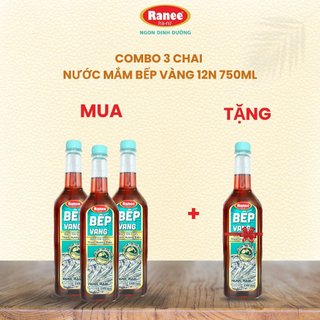 Combo 3 nước mắm thơm ngon cá cơm bếp vàng 12n 750ml tặng kèm nước mắm 12n 750ml