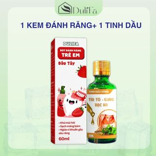 Combo 1 kem đánh răng cho bé nuốt được tạo bọt Dulifa 60ml và 1 tinh dầu thiên nhiên nguyên chất 70ml