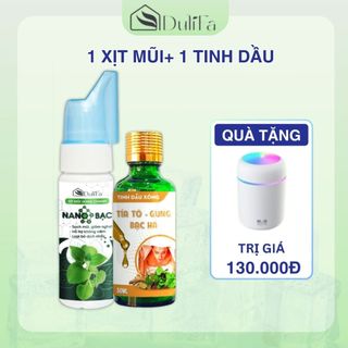 Combo 1 Xịt mũi tinh dầu húng chanh Dulifa 70ml và 1 Tinh dầu thiên nhiên nguyên chất Dulifa 50ml