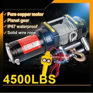 Tời điện bình ắc quy 12v 4500lbs, tời điện 12v máy tời điệntời nâng đồ xe ô tô,lực kéo 2025kg