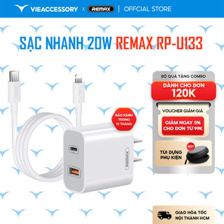 Củ sạc nhanh Remax 20W RP-U133. Sạc siêu nhanh kèm cáp sạc nhanh 20W RCC-C026