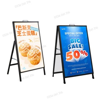 Standee Khung Sắt Chữ A Ngoài Trời giá rẻ, Standee chân sắt chịu gió 1 mặt và 2 mặt kích thước 60x90cm | MOD