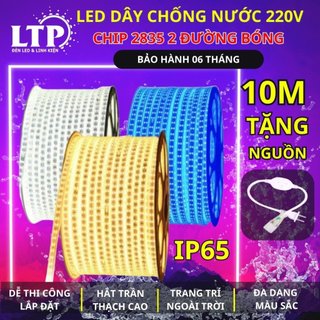 Đèn led dây ngoài trời 2835 220V - Cuộn 10m Led + Nguồn + Keo xốp 2 mặt