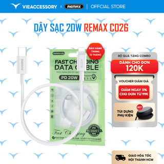 Cáp sạc nhanh Remax RC-C026 cổng Type C ra Laining PD 20W (Trắng)