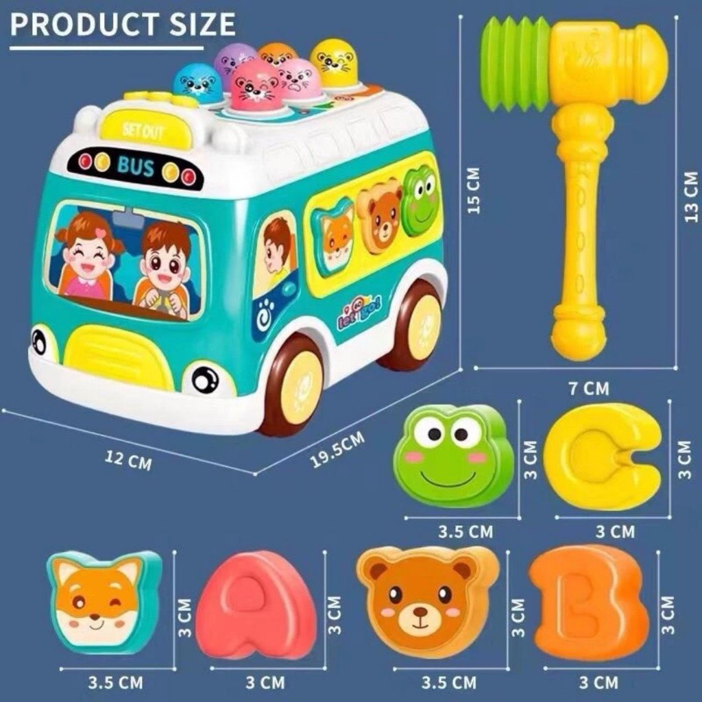 Đồ chơi đập chuột xe buýt đa năng cho bé phát triển
