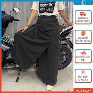  Chân váy chống nắng xẻ tà nữ vải kaki cotton mềm mát có túi và nút bấm chân H&T FASHION