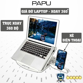 Giá Đỡ Đế Xoay Nhựa + Đỡ Điện Thoại Giúp Tản Nhiệt Gấp Gọn Chỉnh Độ Cao Đa Năng Laptop Stand