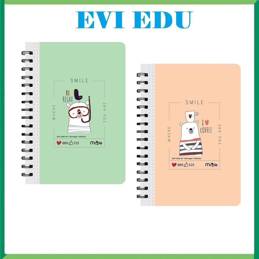 Sổ lò xo Dot Grid 140 trang A5 Mc.ple 3445 / Sổ chấm Dot Grid Maple định lượng 100gsm