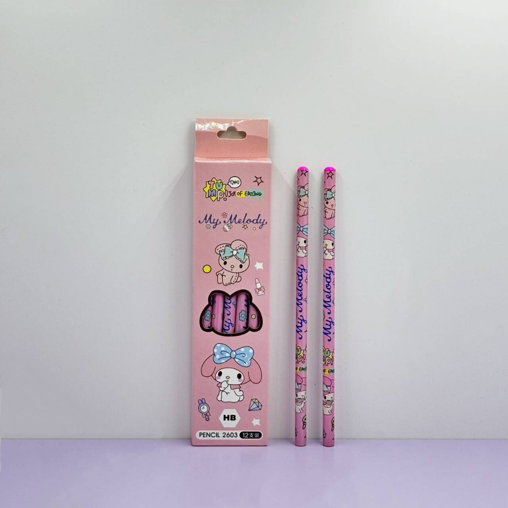 【Hot】Bút Chì - hộp 12 Cái Kuromi Hello Kitty Bút Chì Gỗ Tròn, Dụng Cụ Học Tập cho Bé (Sỉ Hot)