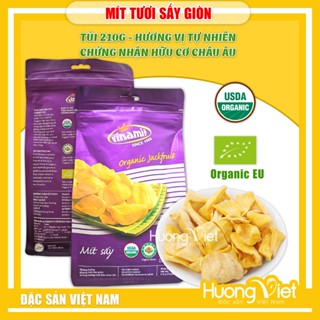 Mít sấy giòn nguyên cánh loại ngon, mít sấy Vinamit túi zip 210g, đặc sản trái cây sấy Việt Nam, đồ ăn vặt