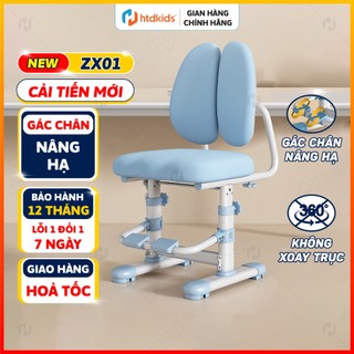 Ghế học sinh tiểu học HTDkids ZX01 nhiều cải tiến mới, có thể điều chỉnh độ cao ghế, gác chân và tựa lưng đẩy ra vào 9CM
