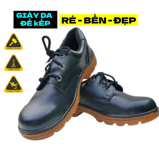 Giày Bảo Hộ Lao Động Nam ABC Đế Kếp Vàng Chống Nước Chống Đinh Chống Va Đập