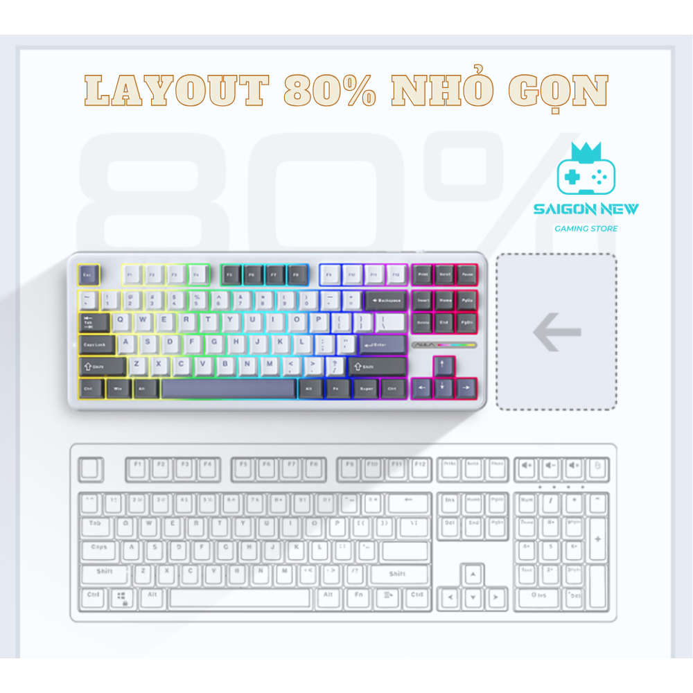 Bàn phím cơ không dây Aula F87 - Hỗ trợ hotswap mạch xuôi - LED RGB có app tùy chỉnh- 3 mode kết nối | BigBuy360 - bigbuy360.vn