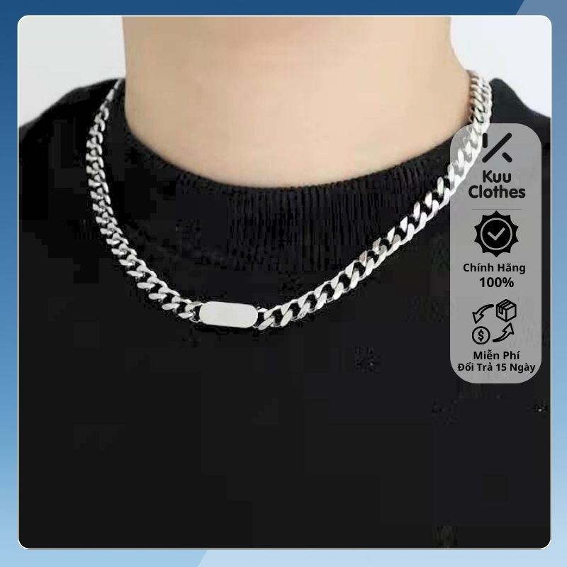 Vòng cổ nam nữ unisex dây chuyền bạc Kuu Clothes màu bạc Titan đẹp phụ kiện retro cá tính - Vòng Cổ Tổng Hợp