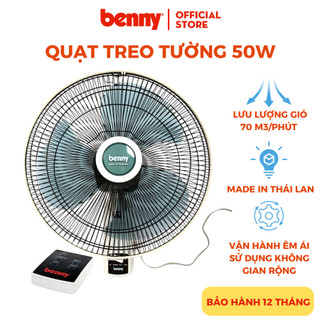 Quạt treo tường benny bfw-48t, white, 50w, remote, 90m3/phút, 16 inch- made in thái lan