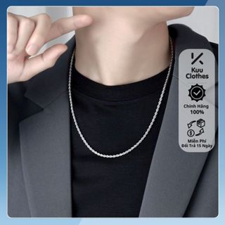 Dây chuyền nam trơn HipHop thời trang nam nữ Kuu Clothes Màu Bạc Đồng Đẹp phối đồ cá tính - Titan - Vòng Cổ Xoắn Trơn