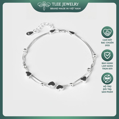 Lắc tay bạc nữ TLEE sợi kép tim xinh xắn TLEE JEWELRY LT0113