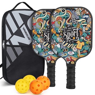 Vợt pickleball, bộ 2 vợt pickleball họa tiết Graffiti kèm túi và 4 bóng tiêu chuẩn USAPA
