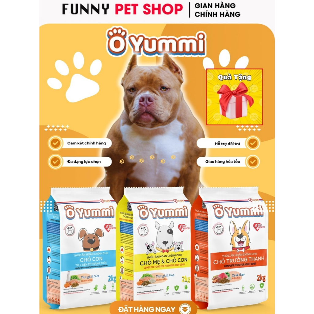 Hạt Cho Chó Bully O Yummi - Cám Chó Bully Con, Bully Lớn Trưởng Thành 500g hoặc 2Kg - Funny Pet Shop