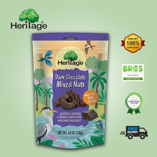 Hạt hỗn hợp khô cao cấp Heritage  : Hạnh nhân, hạt điều, hồ đào bọc chocolate đen- Dark chocolate mixed nuts