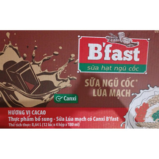 Thùng sữa lúa mạch có canxi b’fast 48 hộp x 180ml