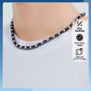 Vòng Cổ Đính Đá Lấp Lánh Kuu Clothes Phối 2 Màu Trắng Đen  Titan Chất Lượng Cao Không Gỉ - Vòng Cổ BLack White