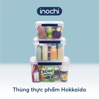 Thùng thực phẩm Inochi - Hokkaido 30L Thân Trắng trong+Nắp Xanh/Đỏ/Hồng/Trắng