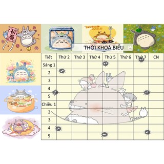combo 2 tờ Thời Khoá Biểu totoro TKB9 A5 dễ thương hoạt hình