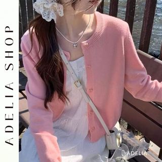 「adelia」áo khoác cardigan, áo mongtoghi chất len mềm mịn 2 màu hồng xanh nhẹ nhàng td313