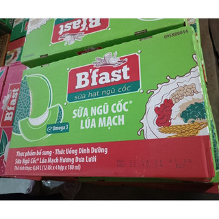 Thùng Sữa Lúa Mạch Có Canxi B’Fast 48 hộp x 180ml