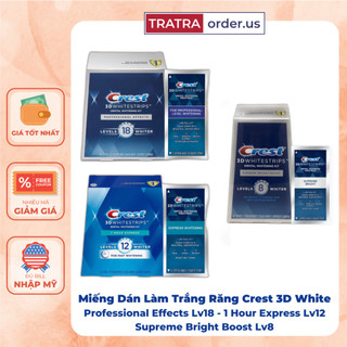 Miếng Dán Làm Trắng Răng Crest 3D White Professional Effects, 1 Hour Express chính hãng USA