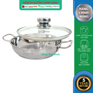 Nồi lẩu inox Fivestar 3 đáy đun từ size 24cm - dùng được mọi bếp , hàng chính hãng