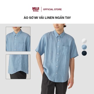 Áo sơ mi vải linen ngắn tay muji