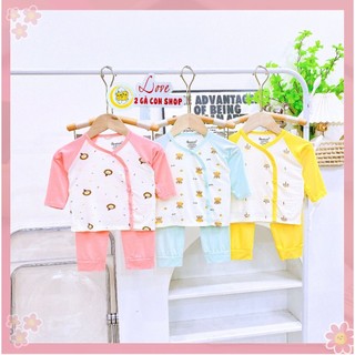 Bộ quần áo dài tay cho bé ,Bộ sơ sinh Thái kids thun lạnh cài chéo phối màu cho bé 3-9kg