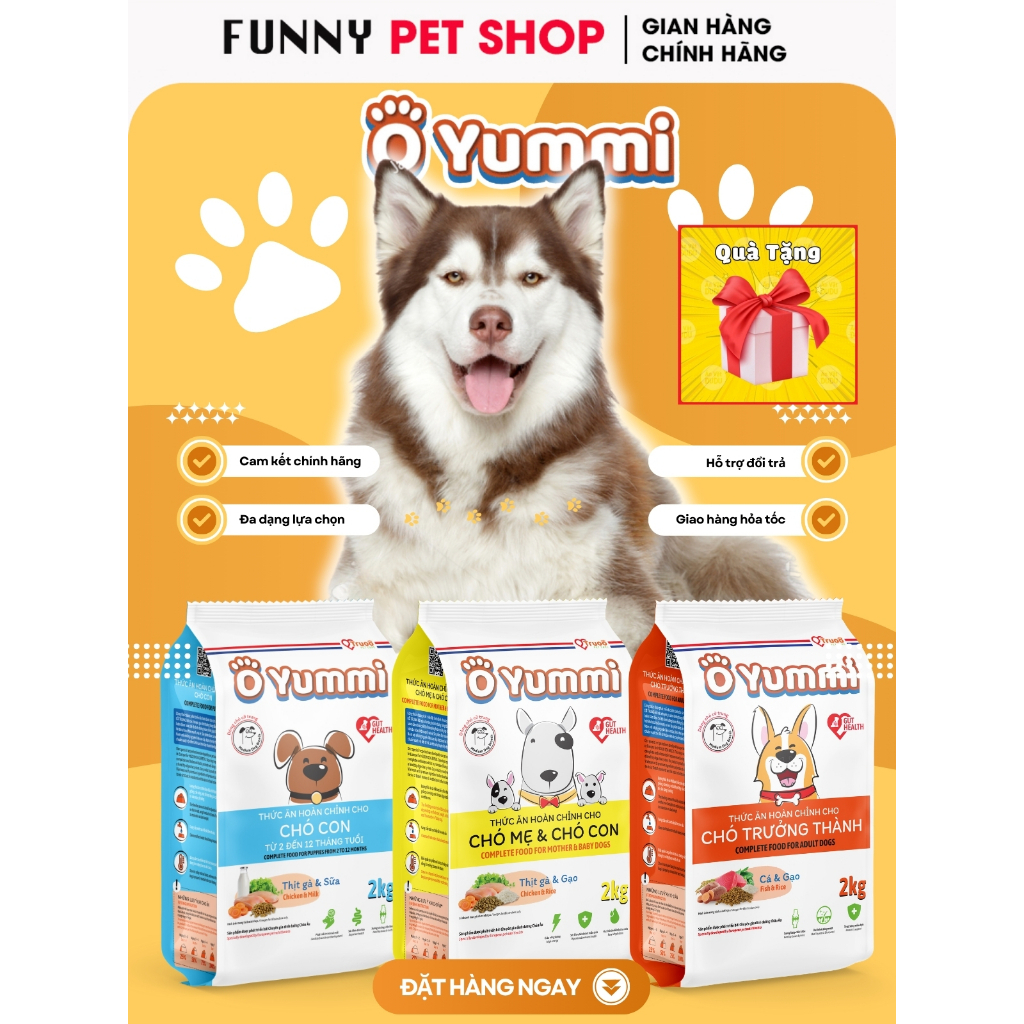 Hạt Cho Chó Alaska O Yummi - Cám Chó Alaska Con, Alaska Lớn Trưởng Thành 500g hoặc 2Kg - Funny Pet S