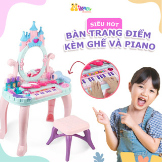 Đồ Chơi Trẻ Em Bàn Trang Điểm + Đàn Piano Nhựa ABS Cao Cấp Ghế Ngồi Đầy Đủ Công Cụ Trang Điểm