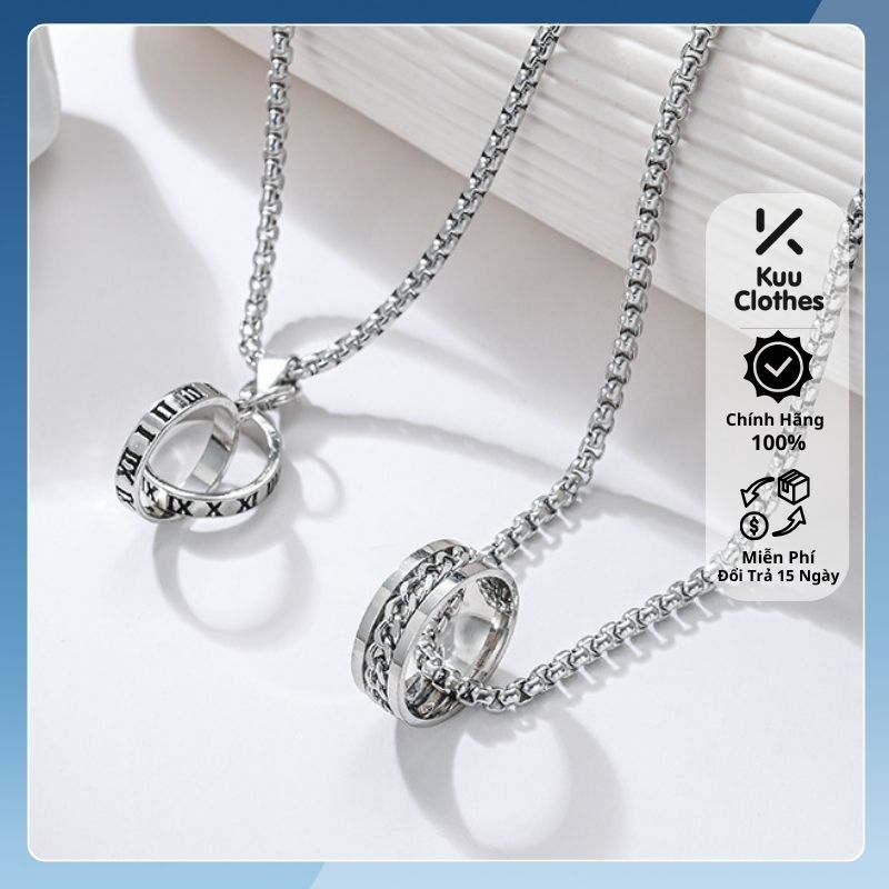 Vòng cổ nam nữ unisex dây chuyền bạc nhẫn Kuu Clothes màu bạc Titan đẹp phụ kiện thời trang hàn quốc - TIN