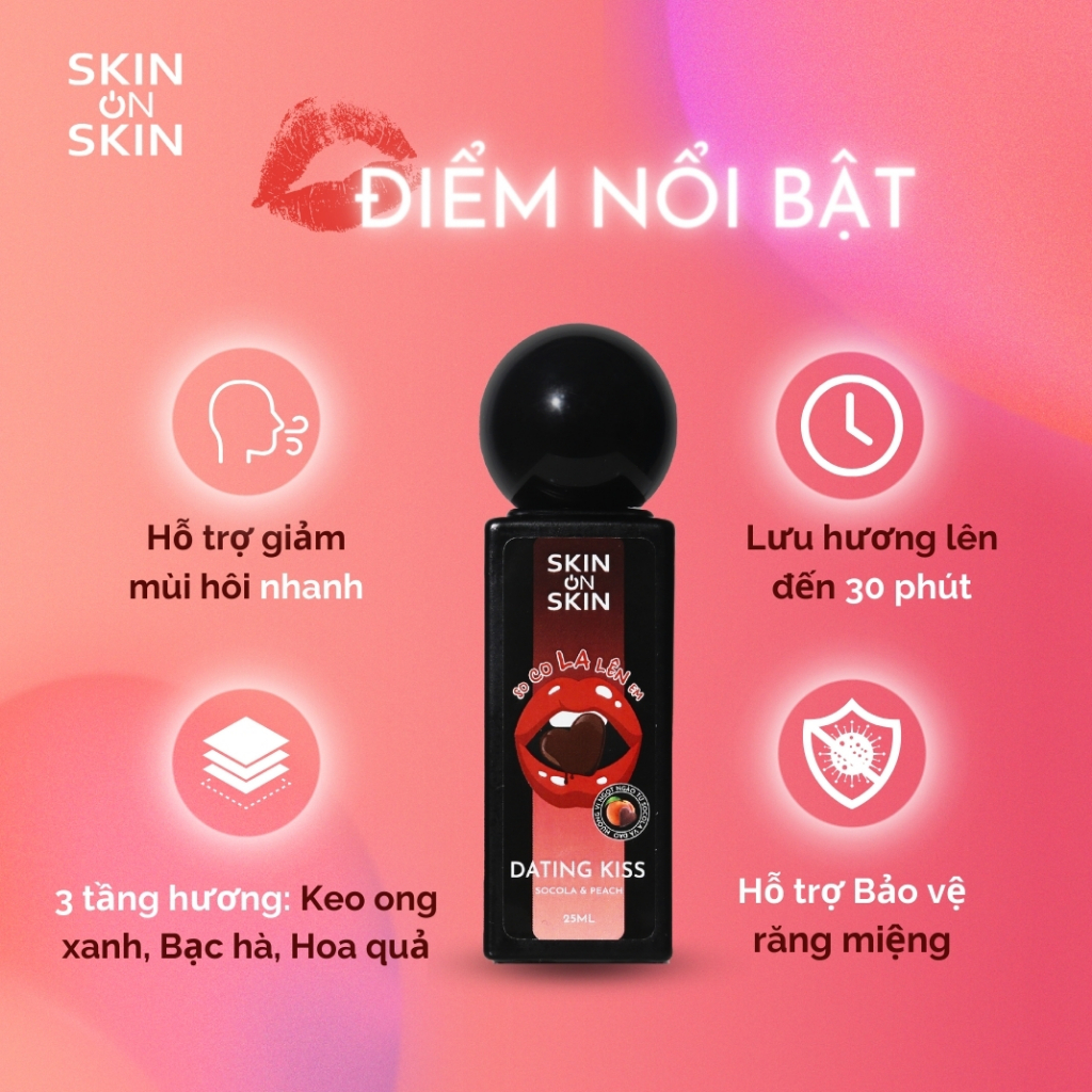 Combo 3 Xịt Thơm Miệng Skin On Skin Hương Vị Trái Cây Thơm Mát Mùi Bạc Hà Dung Tích 25ml Dành Cho Nam Nữ