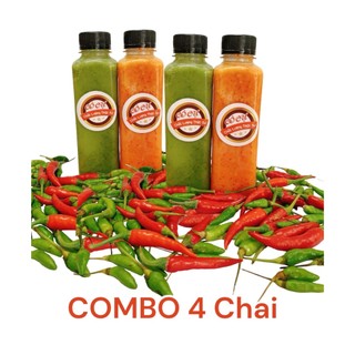 Muối ớt xanh muối ớt đỏ Combo 4 chai mỗi chai 250ML- Muối chấm hải sản, đồ nướng
