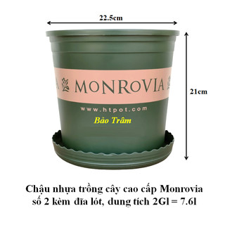 Chậu nhựa trồng cây cao cấp Monrovia cỡ số 2 kèm đĩa lót đáy hàng chuẩn HTPOT HUAN QIU