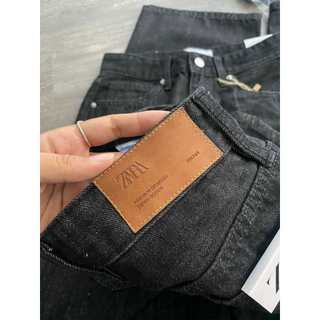 Quần Jeans đen xước dáng suông