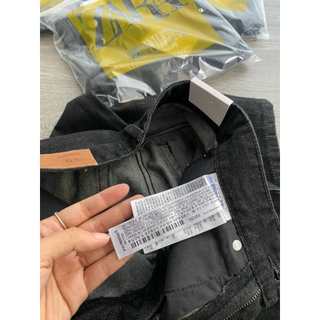 Quần Jeans đen xước dáng suông