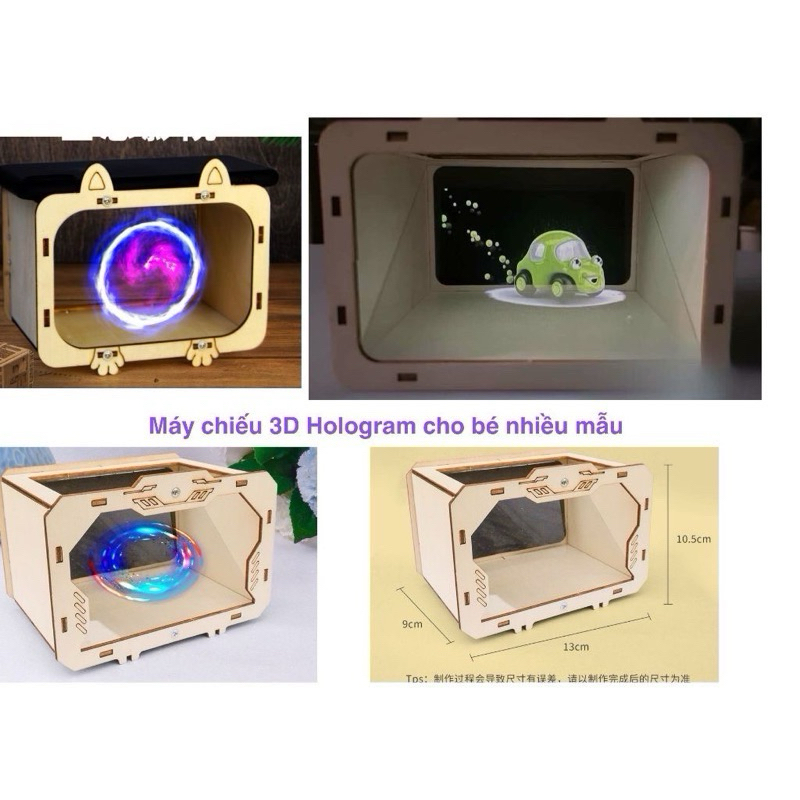 Trò Chơi Stem Halogram Box, Bộ Lắp Ghép Xem Phim 3D Bằng Gỗ