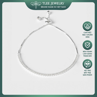 Lắc tay bạc nữ TLEE chốt dây rút đính đá dải cao cấp TLEE JEWELRY LT0108
