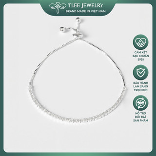 Lắc tay bạc nữ TLEE chốt dây rút đính đá dải cao cấp TLEE JEWELRY LT0108