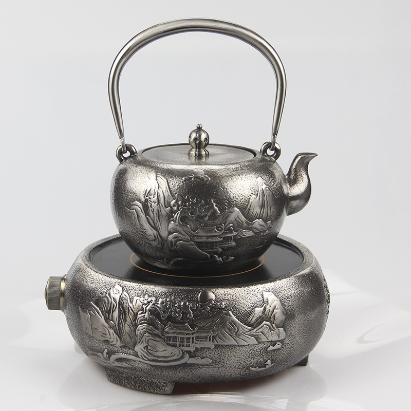 ẤM GANG PHA TRÀ - ẤM GANG MẠ BẠC 1300ML - BẾP GANG HỒNG NGOẠI MẠ BẠC 1300W - CHẾ TÁC THỦ CÔNG, AN TOÀN VÀ BỀN BỈ