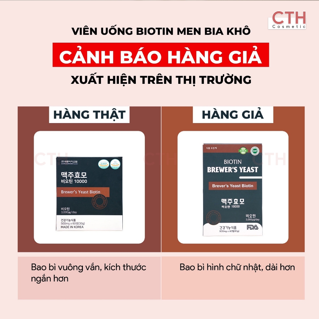 Biotin mọc tóc Brewer’s Yeast 10000 60 viênx500mg, mọc tóc nhanh, giảm rụng tóc, giúp tóc chắc khoẻ